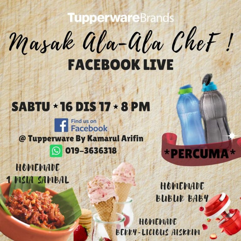 LIVE FB : MASAK ALA-ALA CHEF BERSAMA TUPPERWARE BRANDS