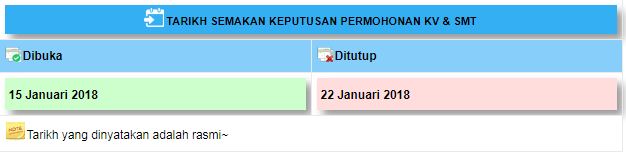 TARIKH SEMAKAN KV 18